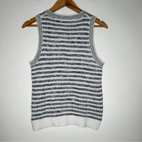J. Crew Blue White Stripe Knit Sweater Vest Top Size Small Preppy Fall Office - Picture 2 of 9